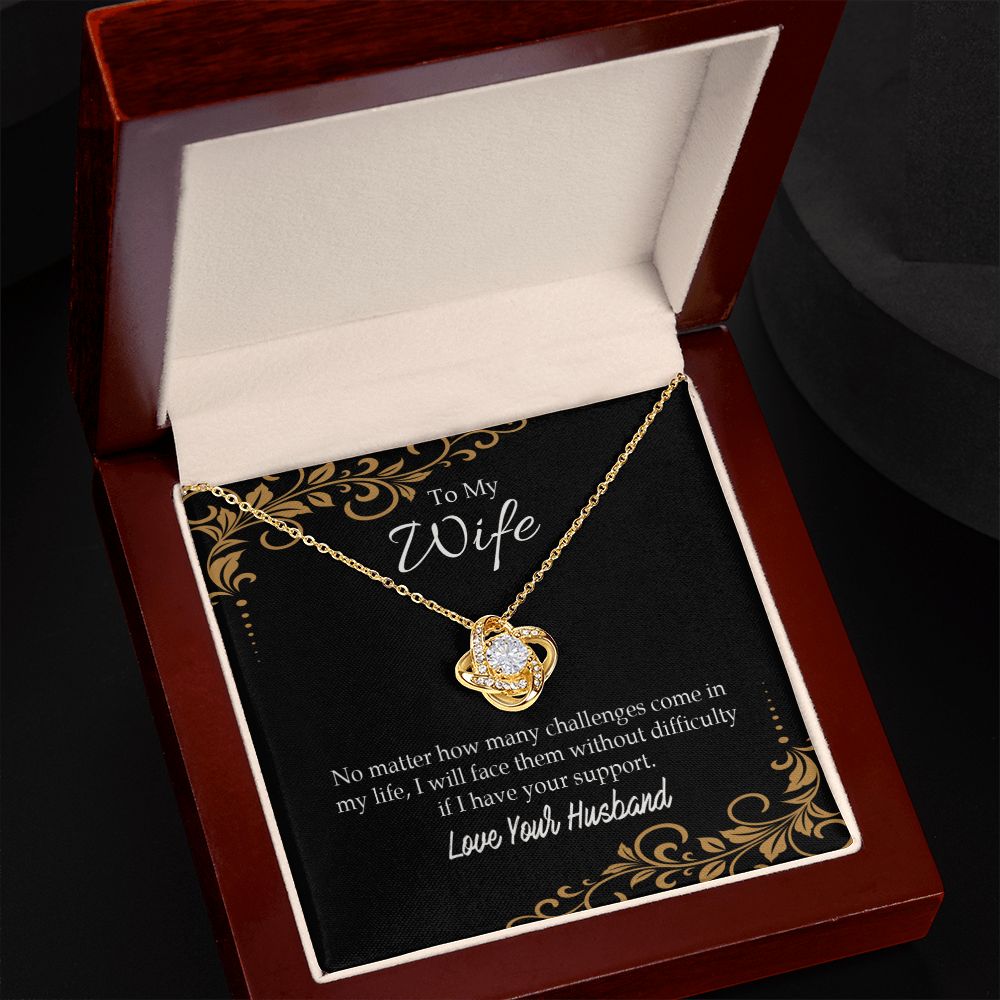 To My Wife No Matter How Many Challenges Infinity Knot Necklace Message Card-Express Your Love Gifts