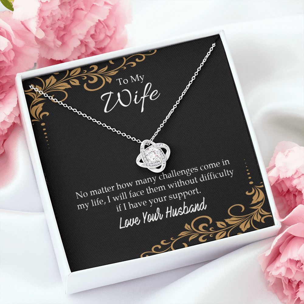 To My Wife No Matter How Many Challenges Infinity Knot Necklace Message Card-Express Your Love Gifts