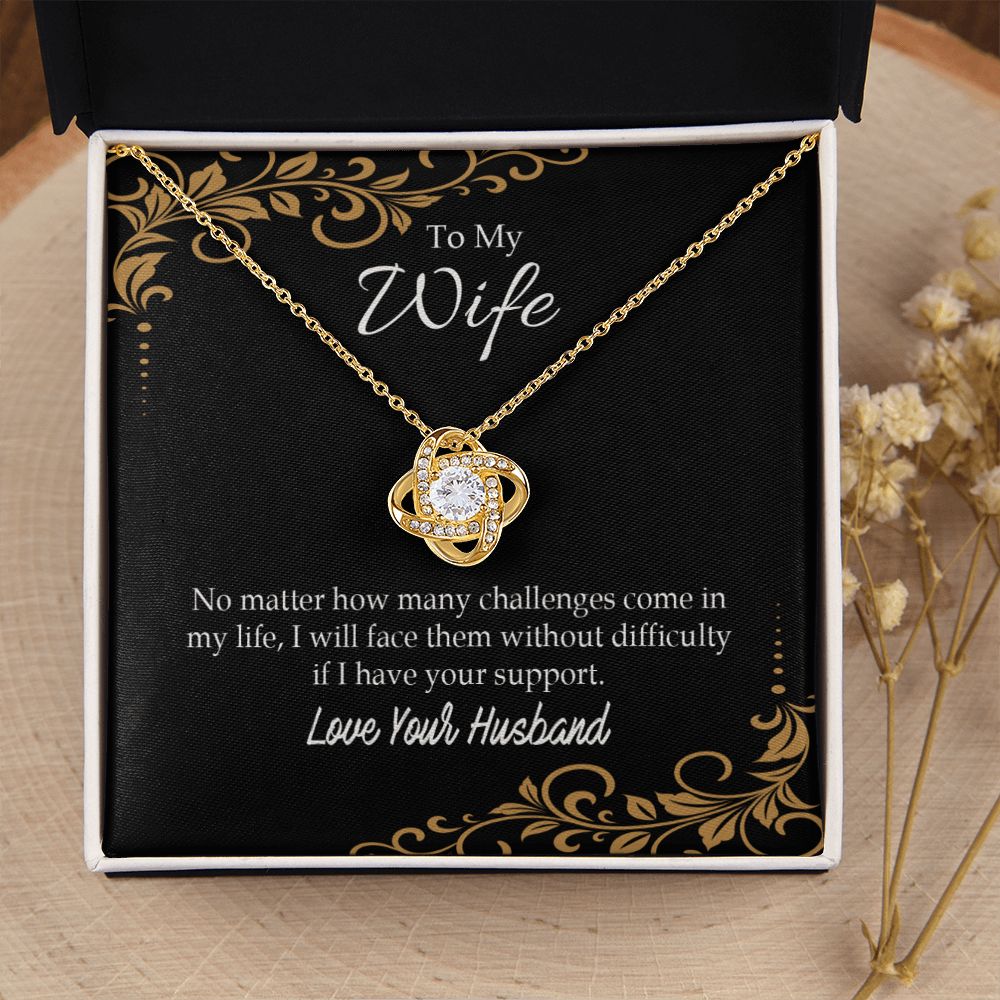 To My Wife No Matter How Many Challenges Infinity Knot Necklace Message Card-Express Your Love Gifts