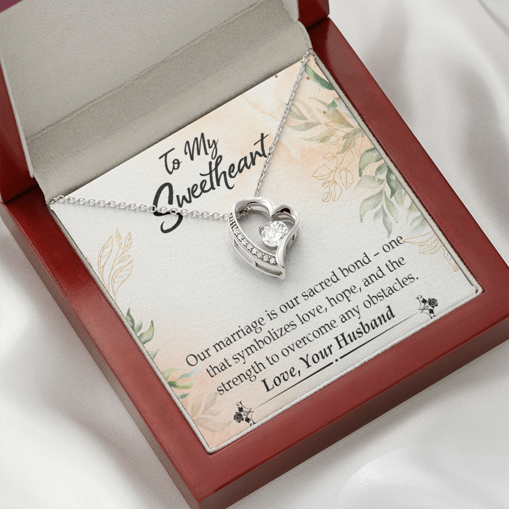 To My Wife Our Marriage is Our Sacred Bond Forever Necklace w Message Card-Express Your Love Gifts