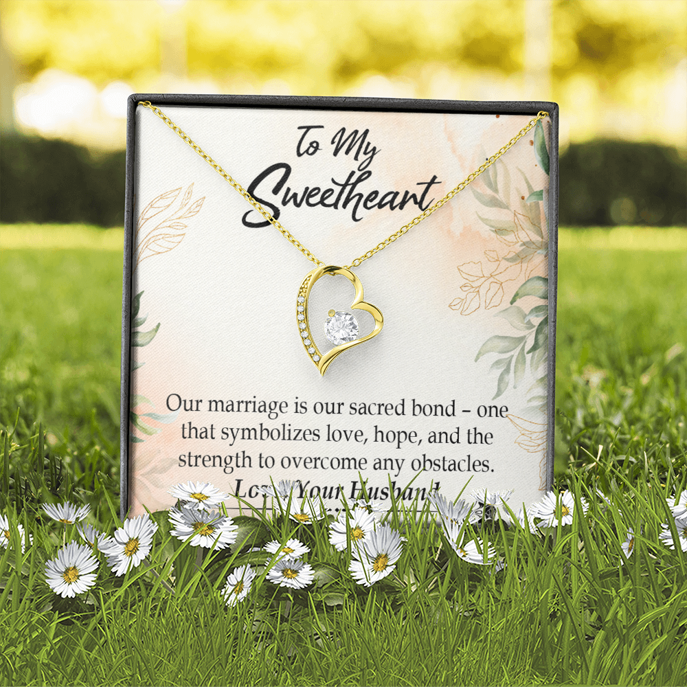 To My Wife Our Marriage is Our Sacred Bond Forever Necklace w Message Card-Express Your Love Gifts