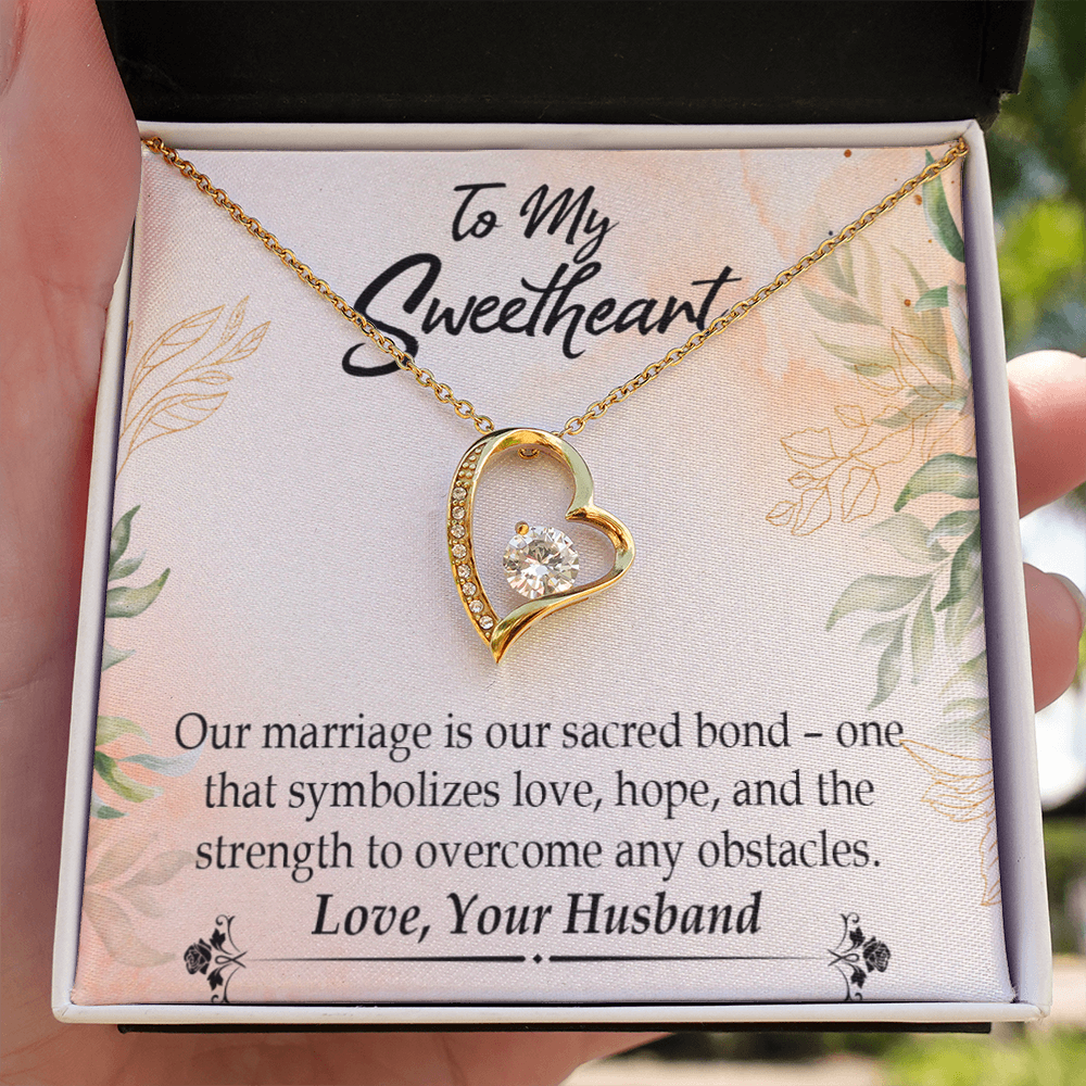 To My Wife Our Marriage is Our Sacred Bond Forever Necklace w Message Card-Express Your Love Gifts