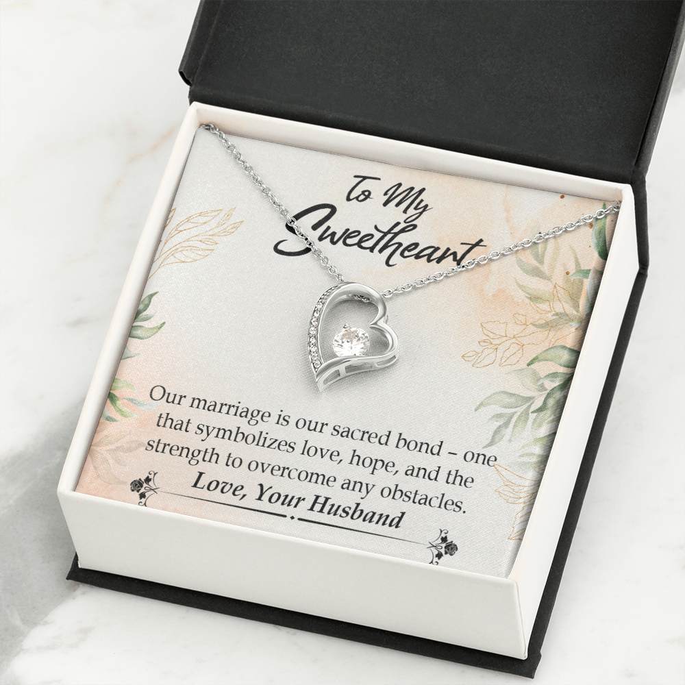 To My Wife Our Marriage is Our Sacred Bond Forever Necklace w Message Card-Express Your Love Gifts