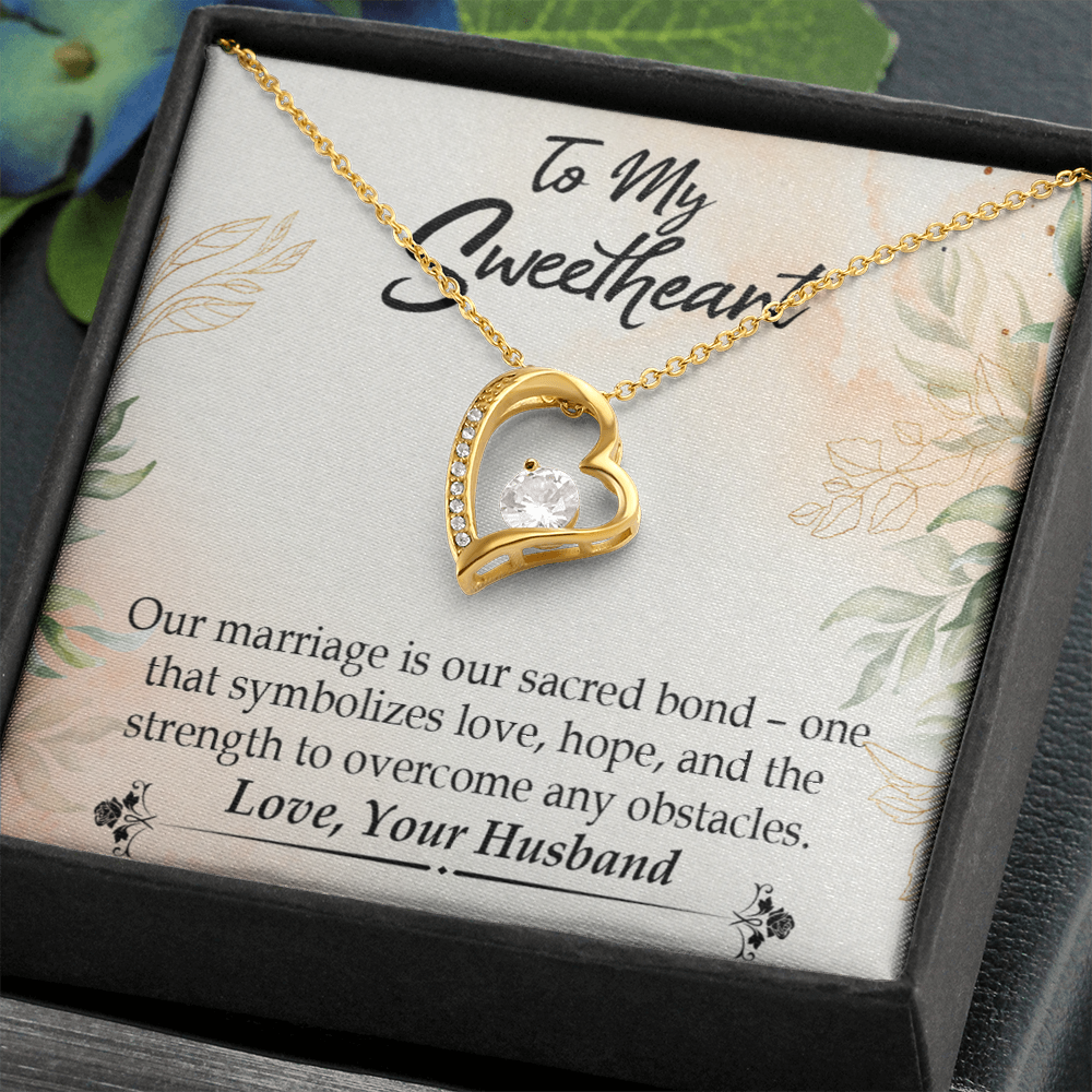 To My Wife Our Marriage is Our Sacred Bond Forever Necklace w Message Card-Express Your Love Gifts