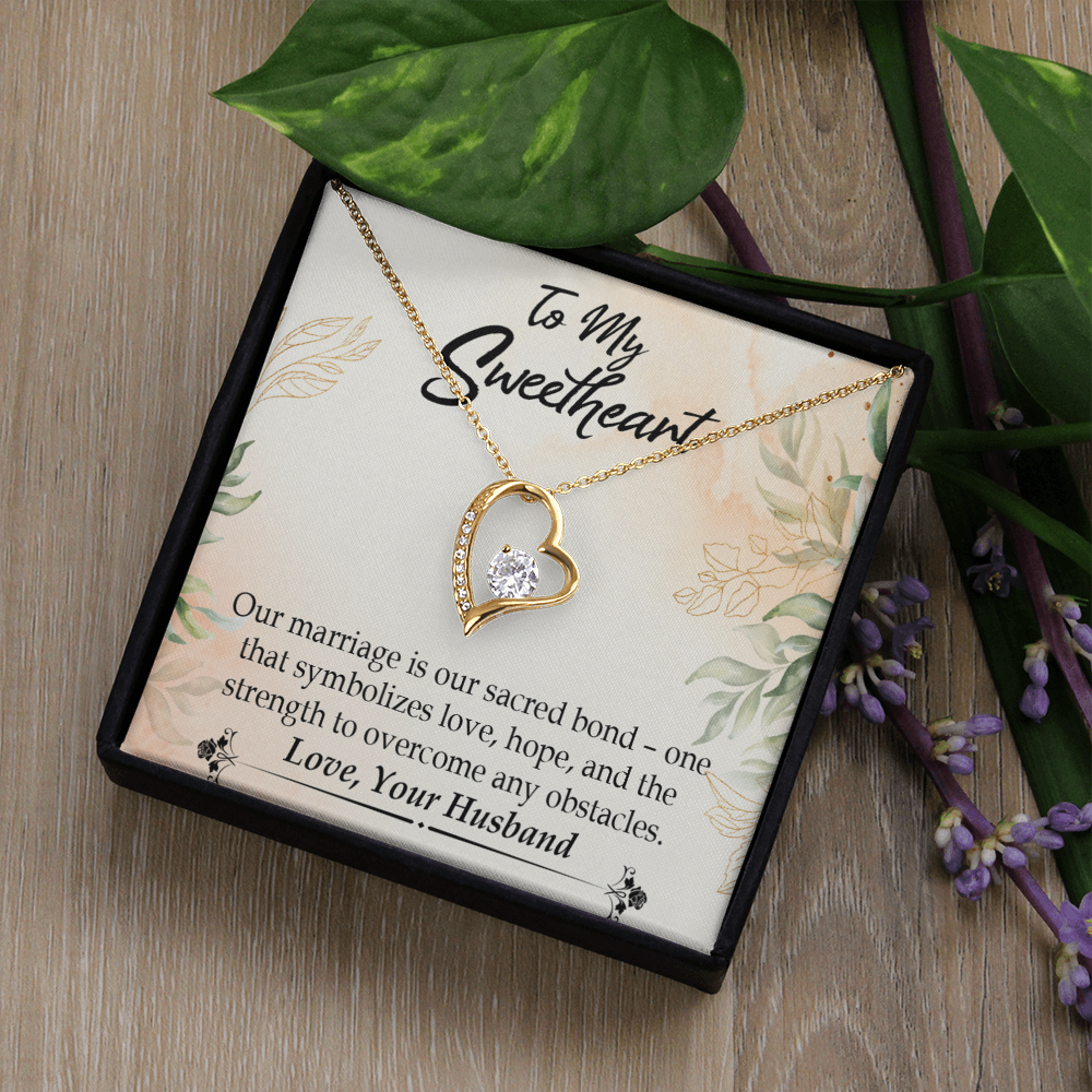 To My Wife Our Marriage is Our Sacred Bond Forever Necklace w Message Card-Express Your Love Gifts