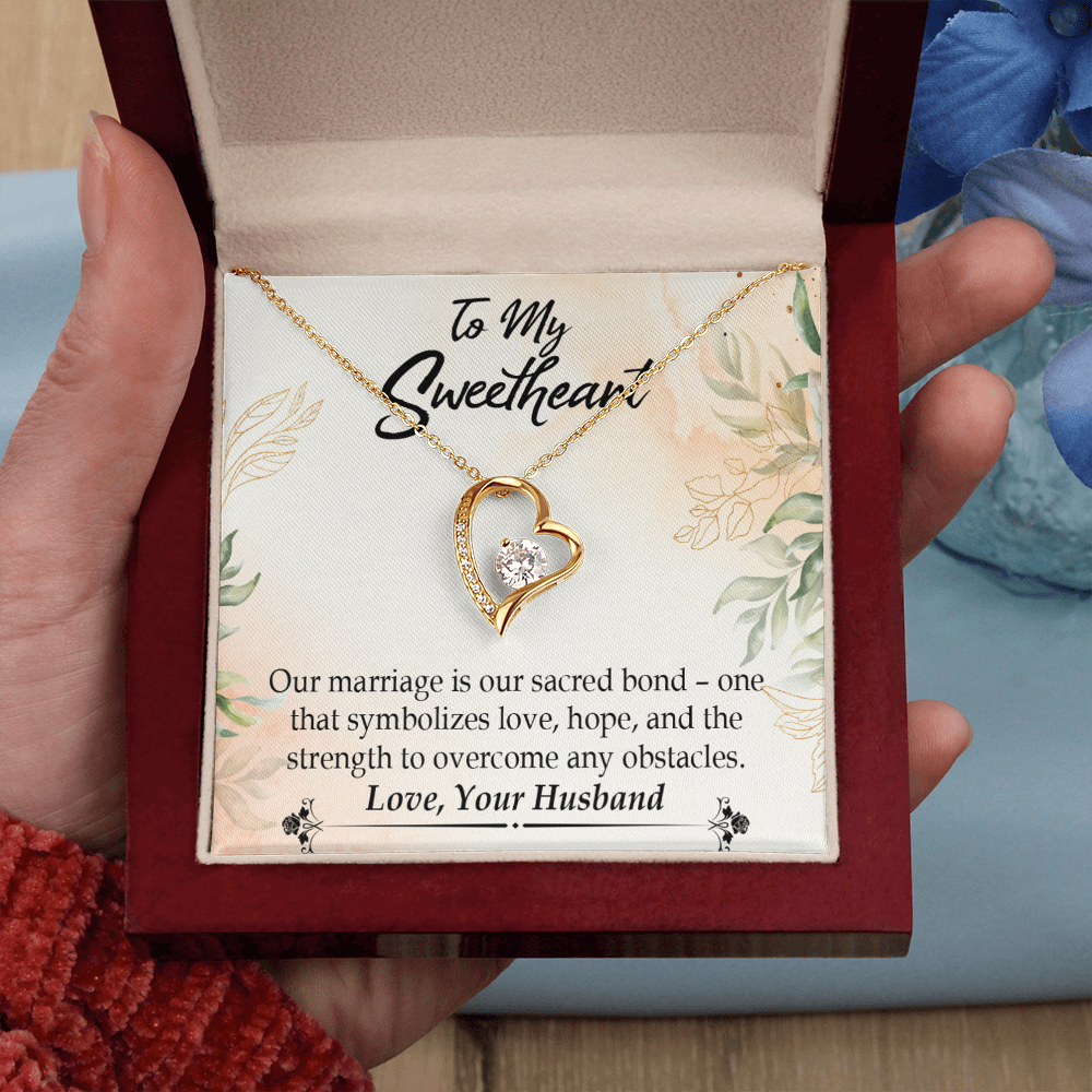 To My Wife Our Marriage is Our Sacred Bond Forever Necklace w Message Card-Express Your Love Gifts