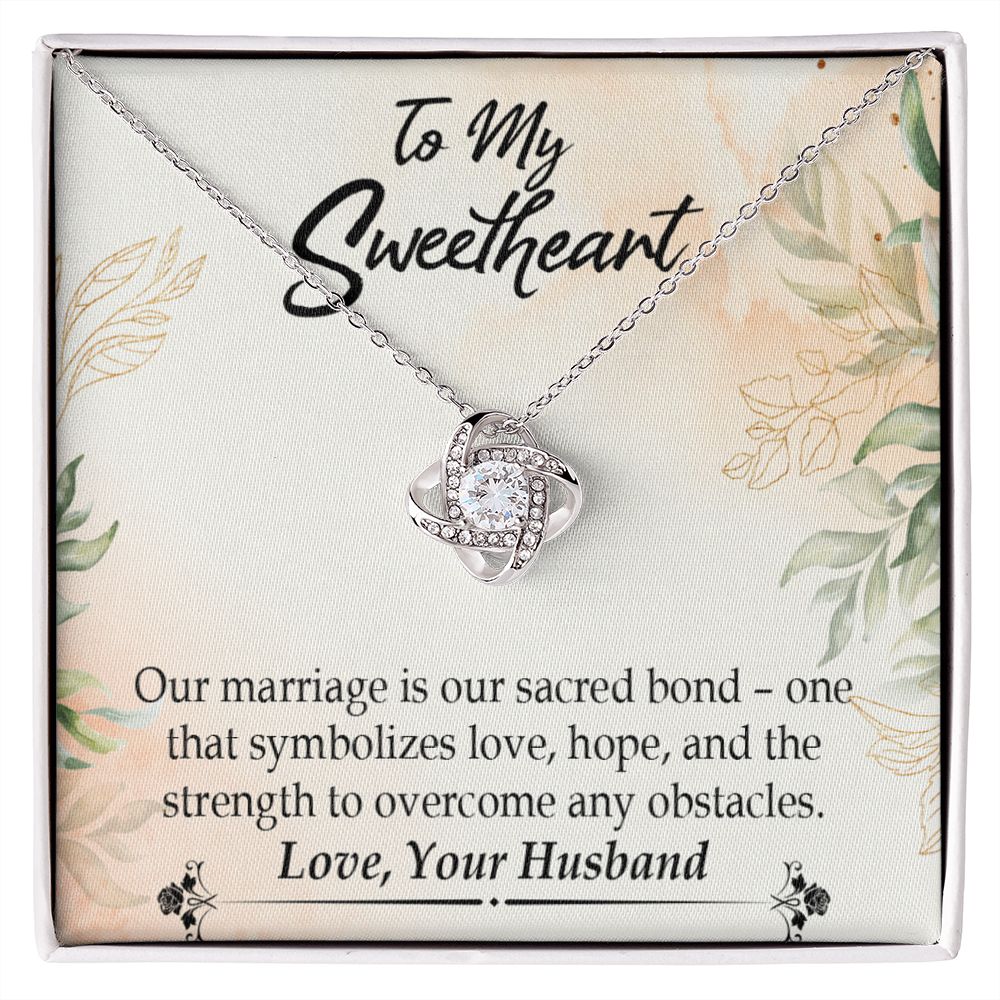 To My Wife Our Marriage is Our Sacred Bond Infinity Knot Necklace Message Card-Express Your Love Gifts