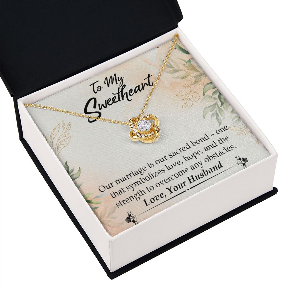 To My Wife Our Marriage is Our Sacred Bond Infinity Knot Necklace Message Card-Express Your Love Gifts