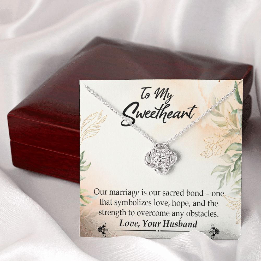 To My Wife Our Marriage is Our Sacred Bond Infinity Knot Necklace Message Card-Express Your Love Gifts