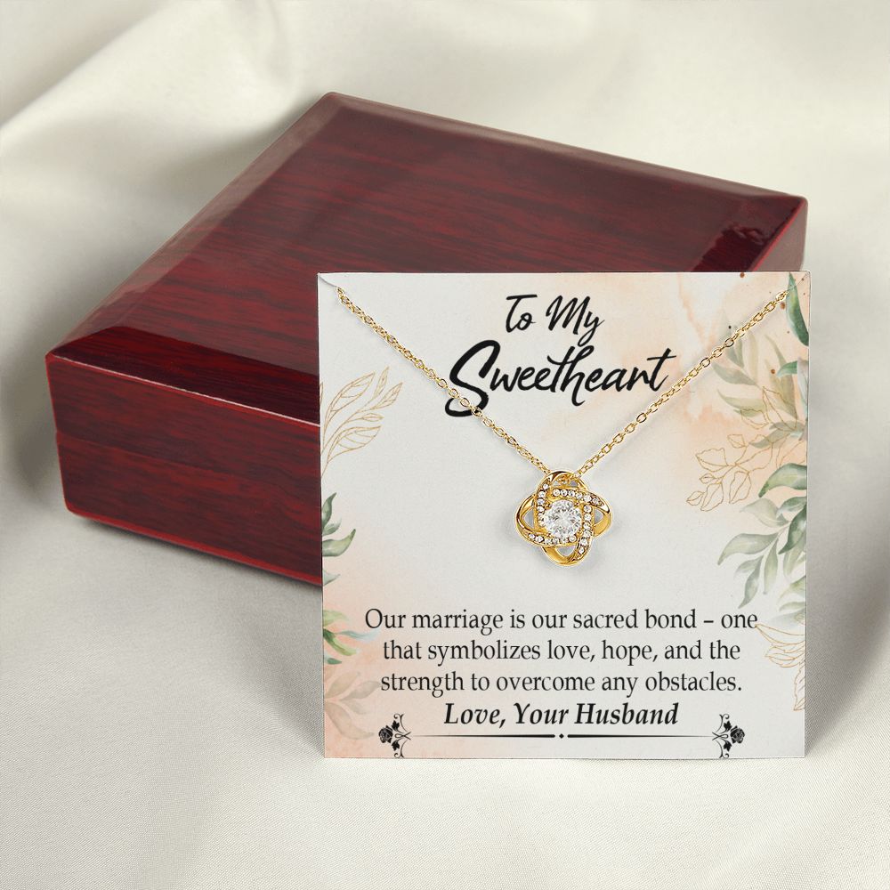 To My Wife Our Marriage is Our Sacred Bond Infinity Knot Necklace Message Card-Express Your Love Gifts