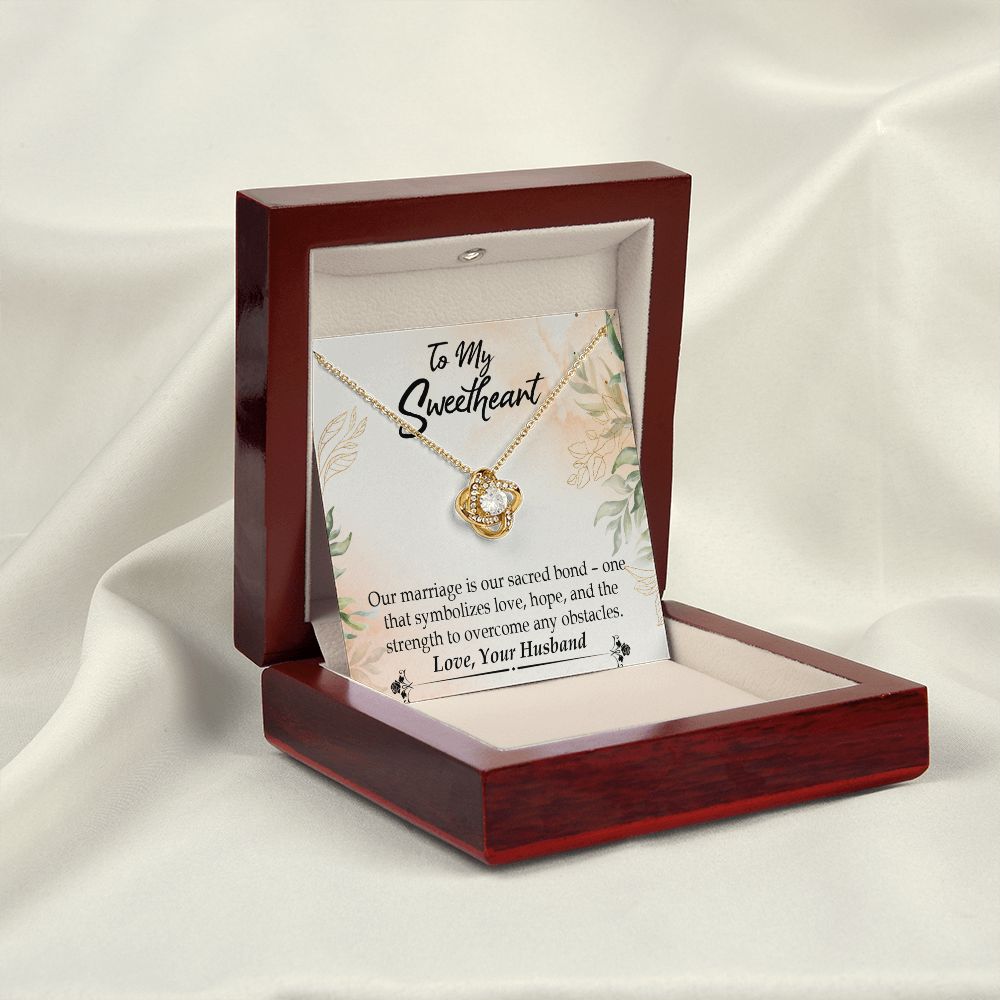 To My Wife Our Marriage is Our Sacred Bond Infinity Knot Necklace Message Card-Express Your Love Gifts