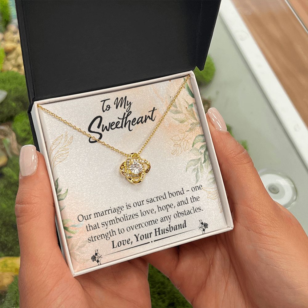 To My Wife Our Marriage is Our Sacred Bond Infinity Knot Necklace Message Card-Express Your Love Gifts