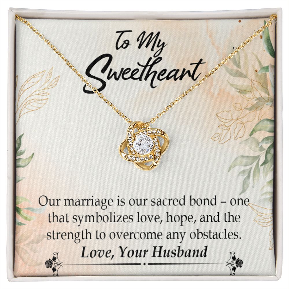 To My Wife Our Marriage is Our Sacred Bond Infinity Knot Necklace Message Card-Express Your Love Gifts