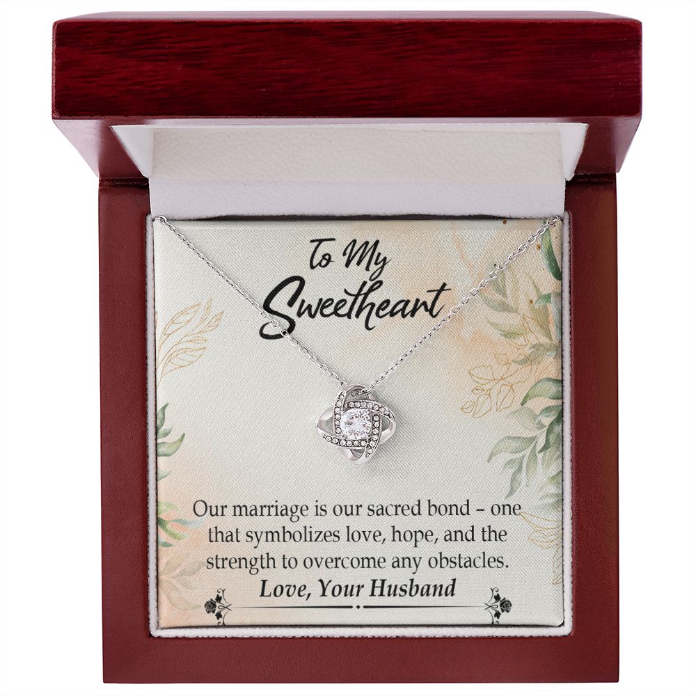 To My Wife Our Marriage is Our Sacred Bond Infinity Knot Necklace Message Card-Express Your Love Gifts