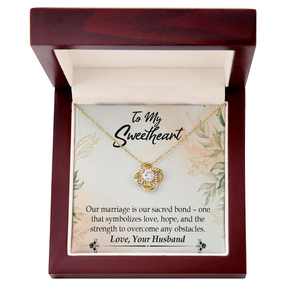 To My Wife Our Marriage is Our Sacred Bond Infinity Knot Necklace Message Card-Express Your Love Gifts