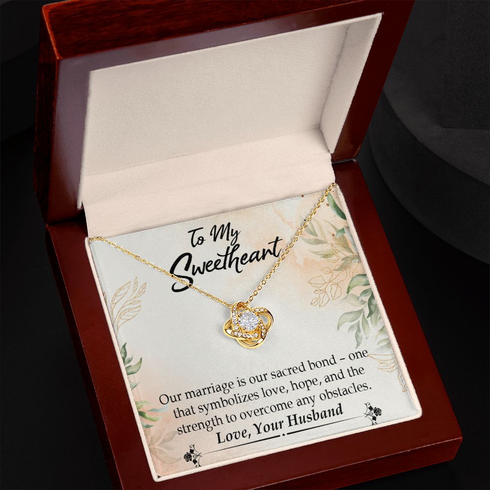 To My Wife Our Marriage is Our Sacred Bond Infinity Knot Necklace Message Card-Express Your Love Gifts