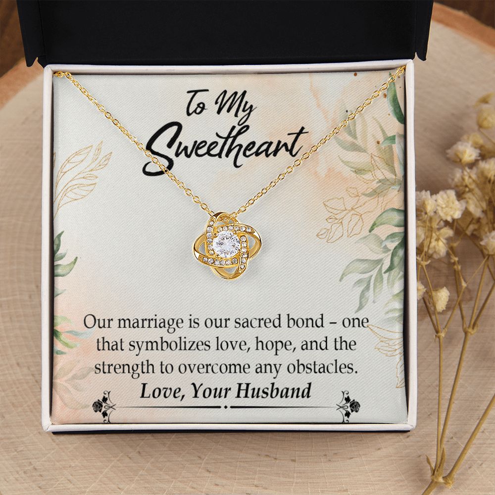 To My Wife Our Marriage is Our Sacred Bond Infinity Knot Necklace Message Card-Express Your Love Gifts