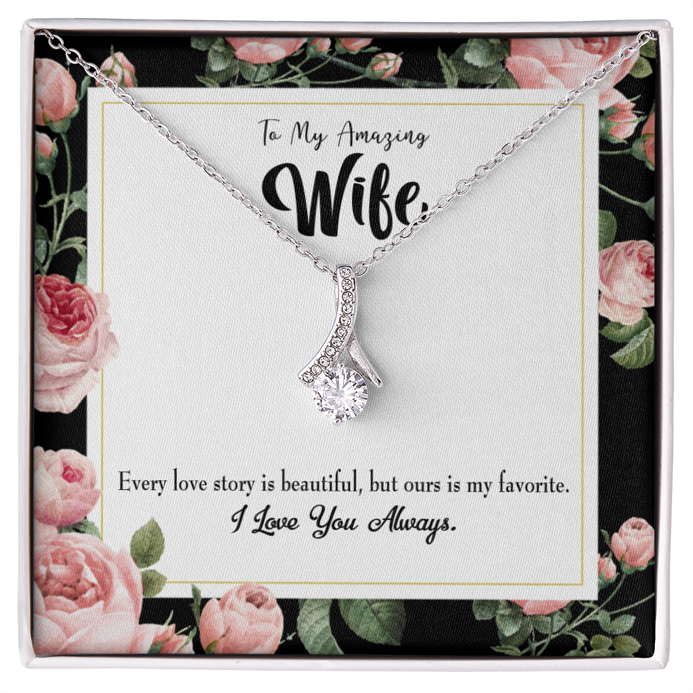 To My Wife Our Story Alluring Ribbon Necklace Message Card-Express Your Love Gifts