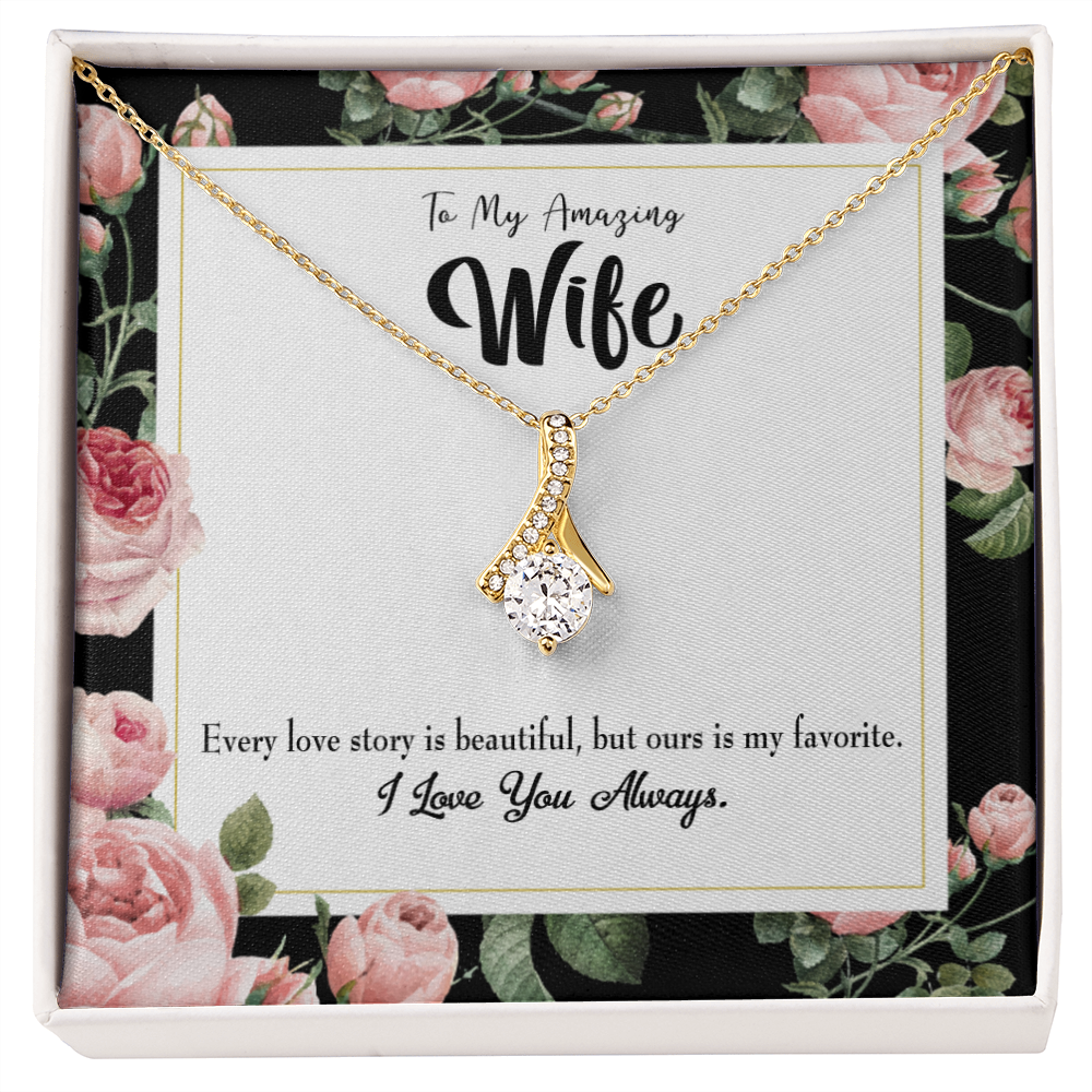 To My Wife Our Story Alluring Ribbon Necklace Message Card-Express Your Love Gifts