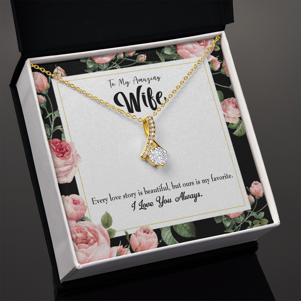 To My Wife Our Story Alluring Ribbon Necklace Message Card-Express Your Love Gifts