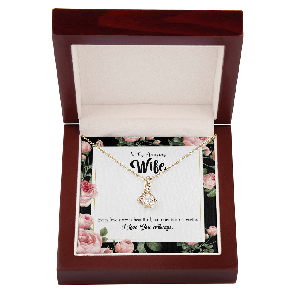 To My Wife Our Story Alluring Ribbon Necklace Message Card-Express Your Love Gifts