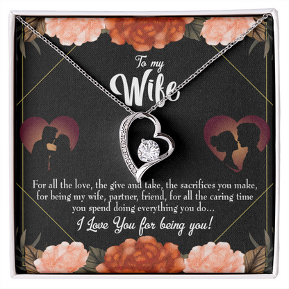 To My Wife Partner Friend Forever Necklace w Message Card-Express Your Love Gifts