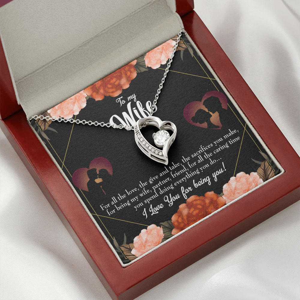 To My Wife Partner Friend Forever Necklace w Message Card-Express Your Love Gifts