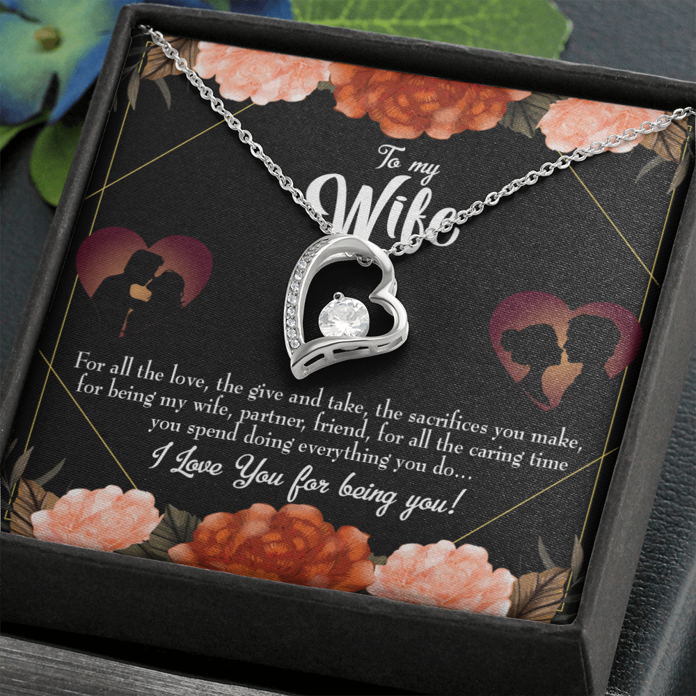 To My Wife Partner Friend Forever Necklace w Message Card-Express Your Love Gifts