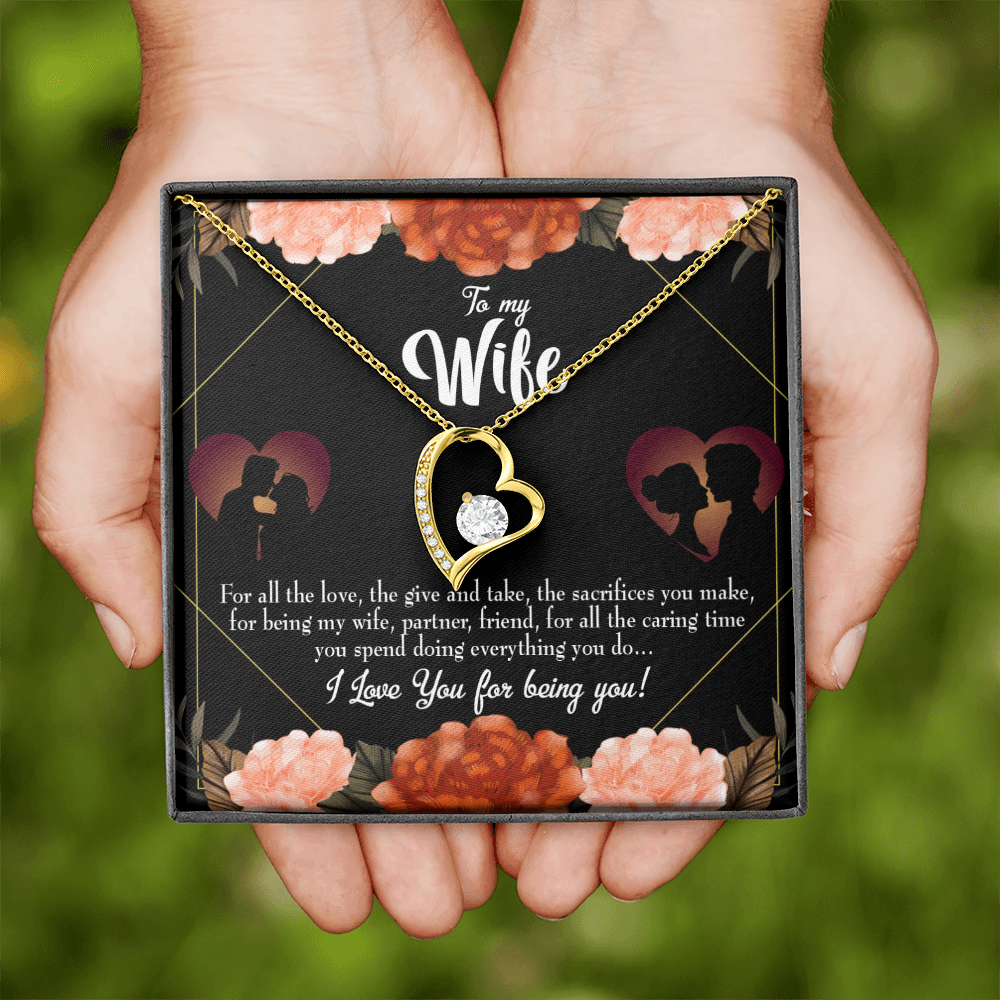 To My Wife Partner Friend Forever Necklace w Message Card-Express Your Love Gifts