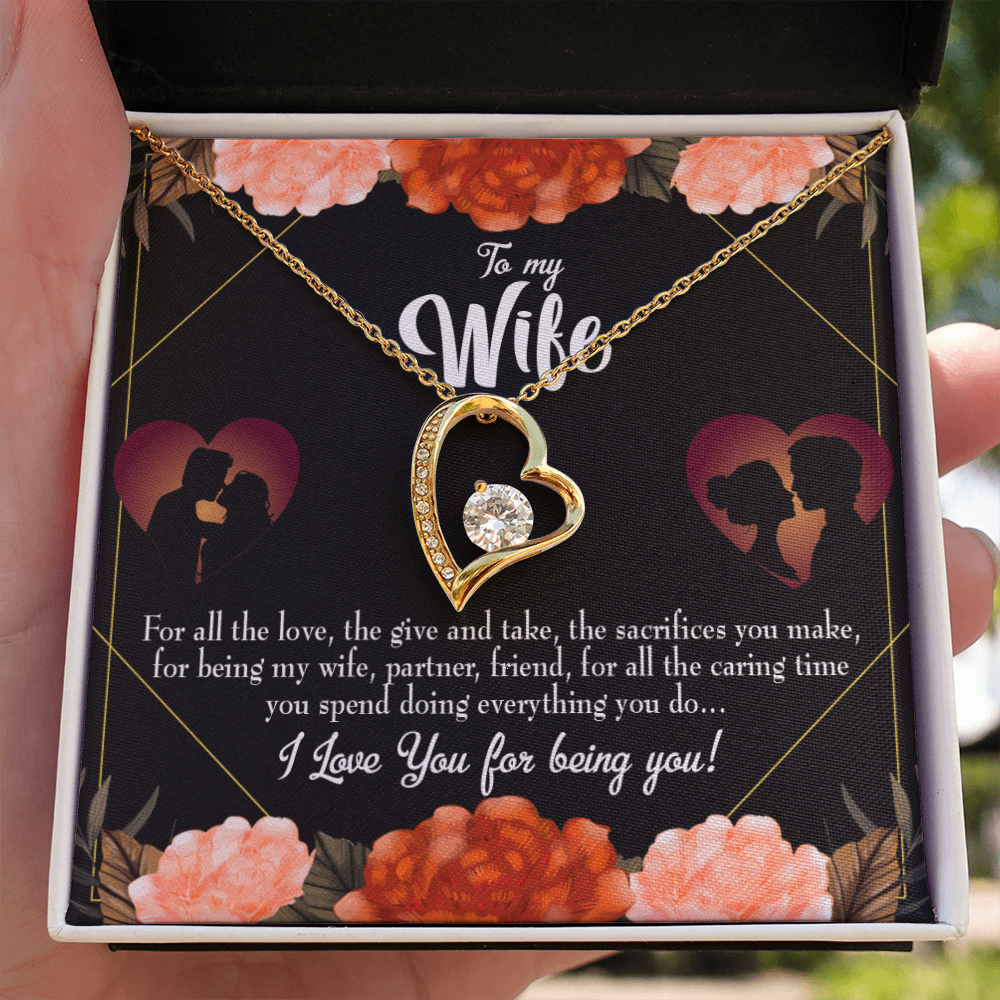 To My Wife Partner Friend Forever Necklace w Message Card-Express Your Love Gifts