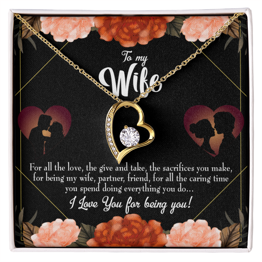 To My Wife Partner Friend Forever Necklace w Message Card-Express Your Love Gifts