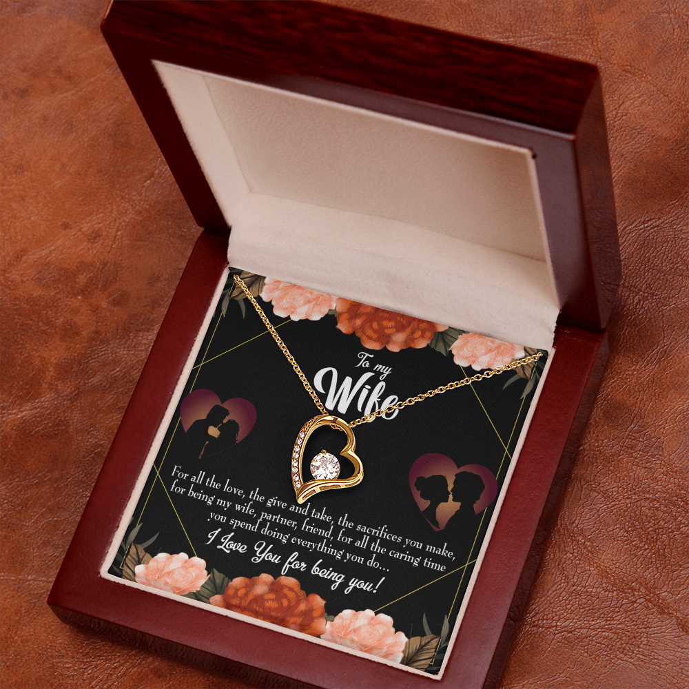 To My Wife Partner Friend Forever Necklace w Message Card-Express Your Love Gifts