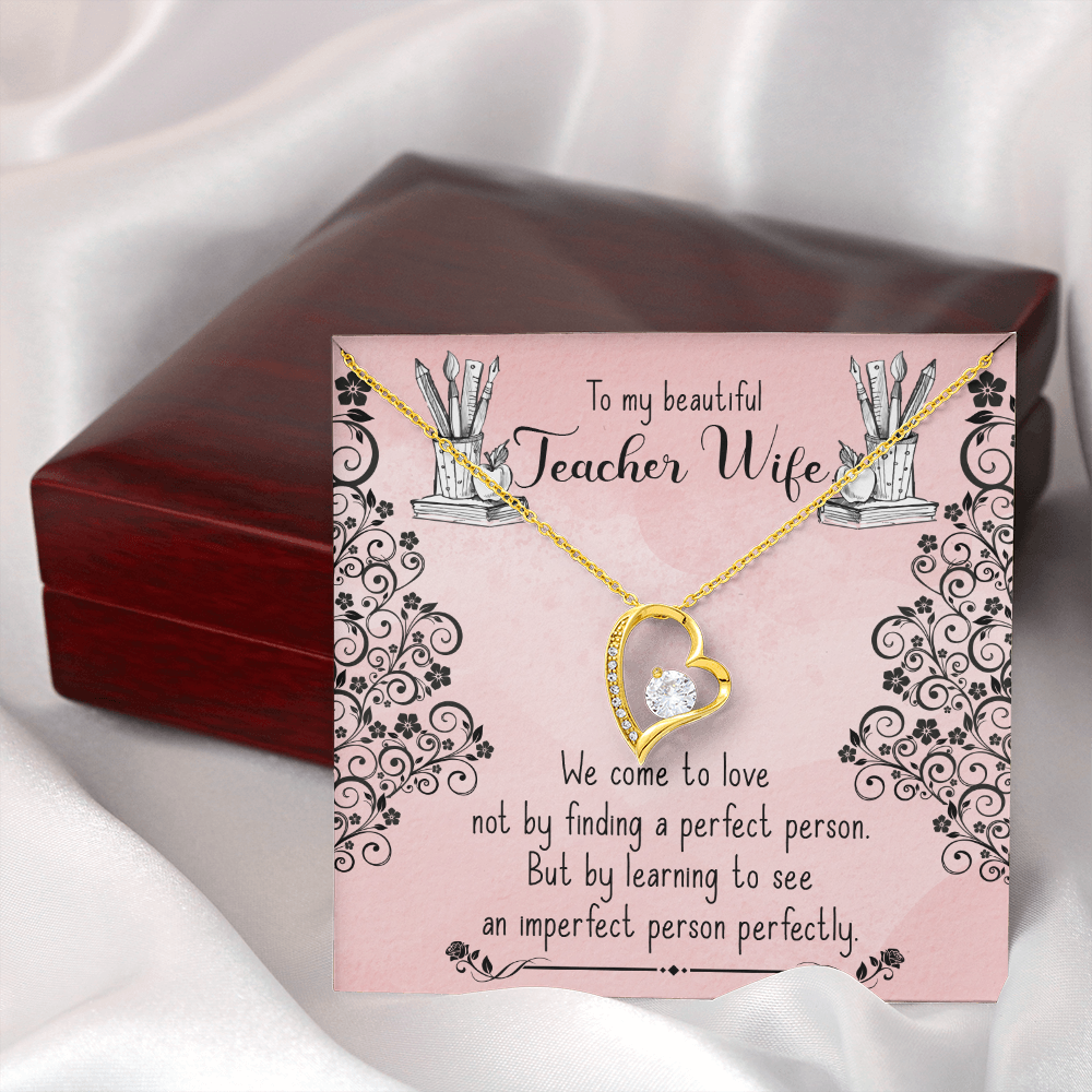 To My Wife Perfect Teacher Wife Forever Necklace w Message Card-Express Your Love Gifts