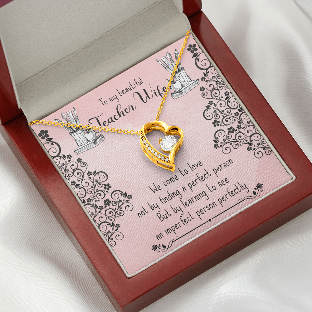 To My Wife Perfect Teacher Wife Forever Necklace w Message Card-Express Your Love Gifts