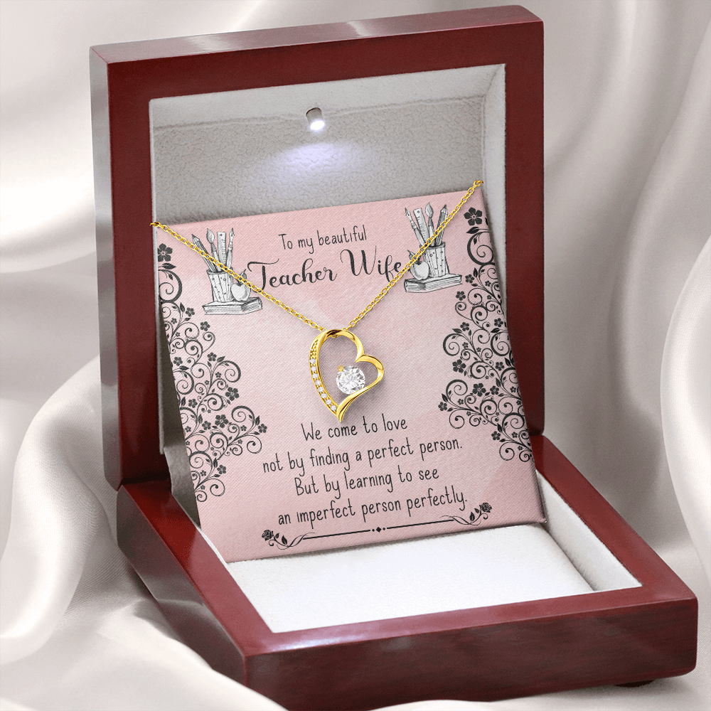 To My Wife Perfect Teacher Wife Forever Necklace w Message Card-Express Your Love Gifts