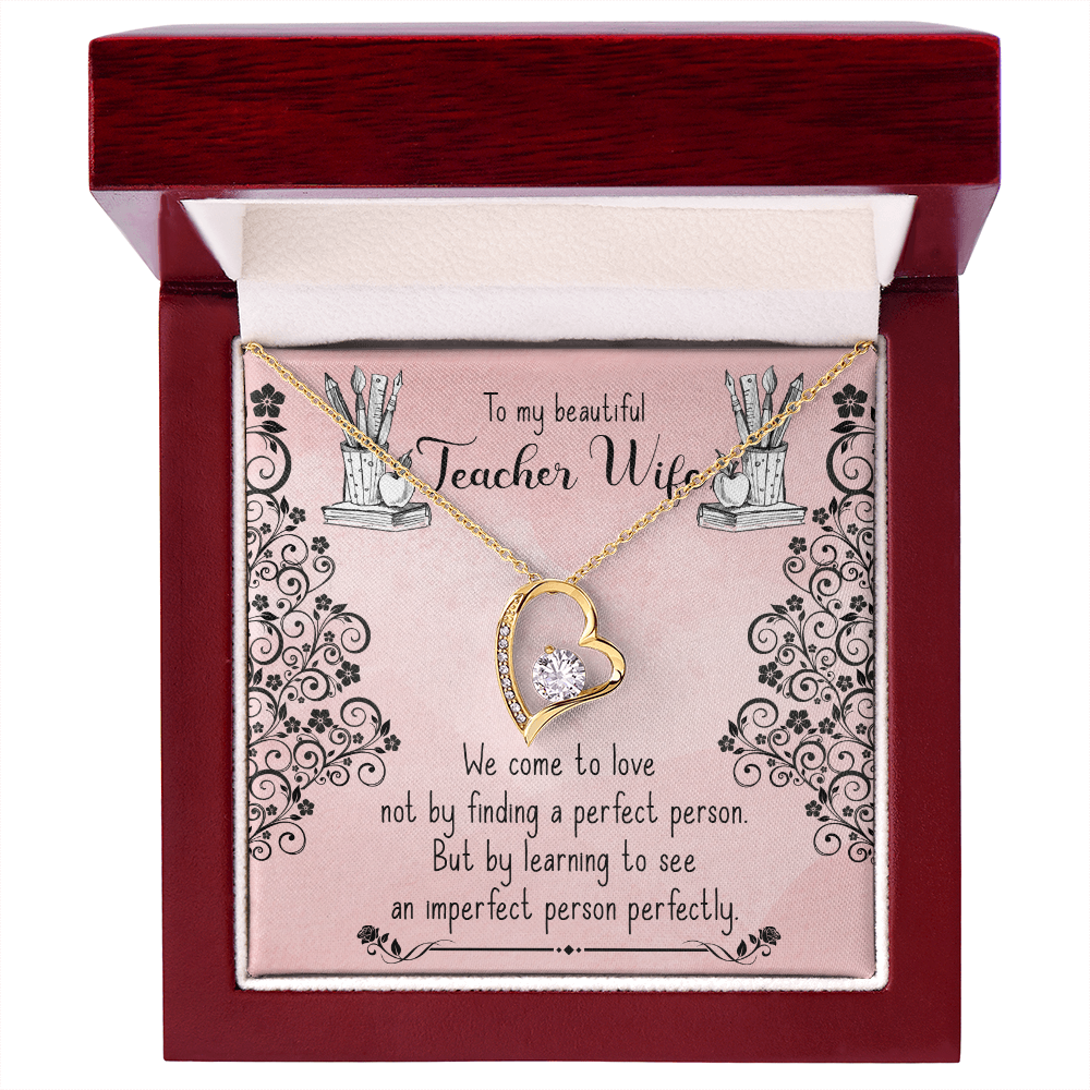 To My Wife Perfect Teacher Wife Forever Necklace w Message Card-Express Your Love Gifts