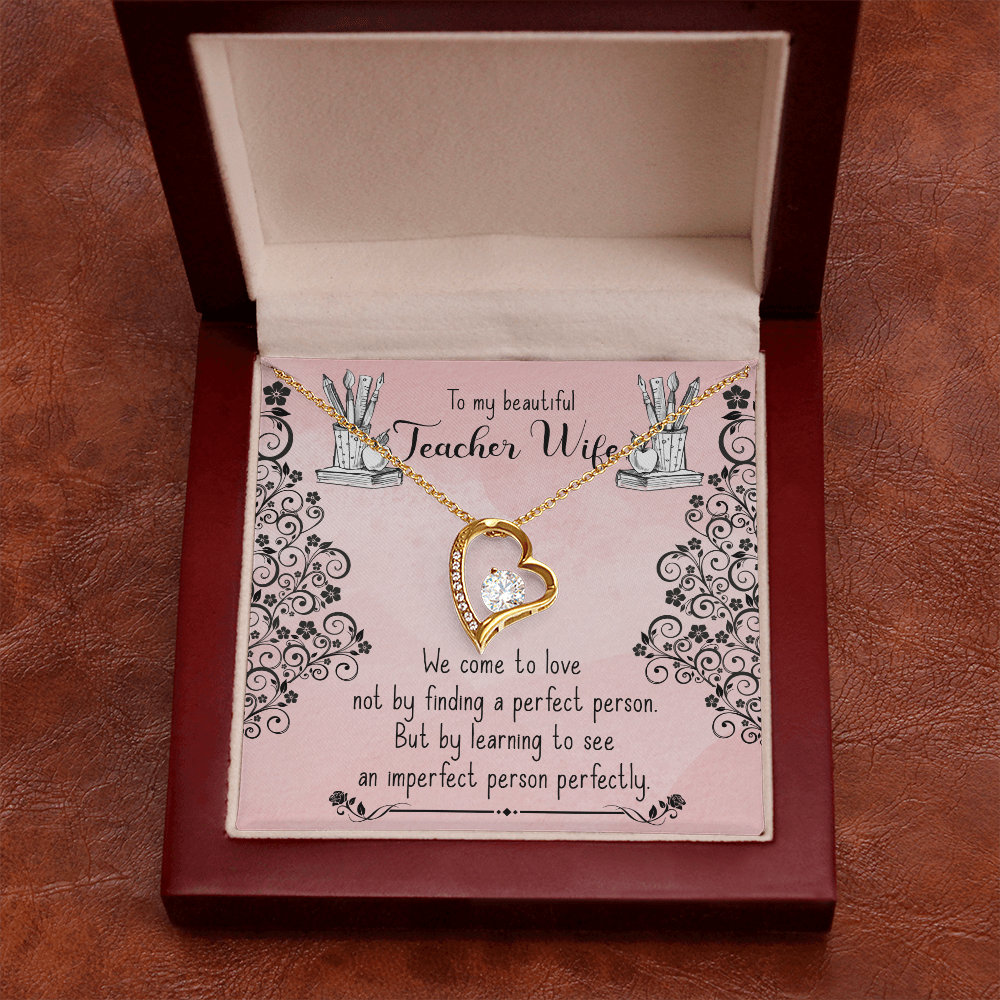 To My Wife Perfect Teacher Wife Forever Necklace w Message Card-Express Your Love Gifts