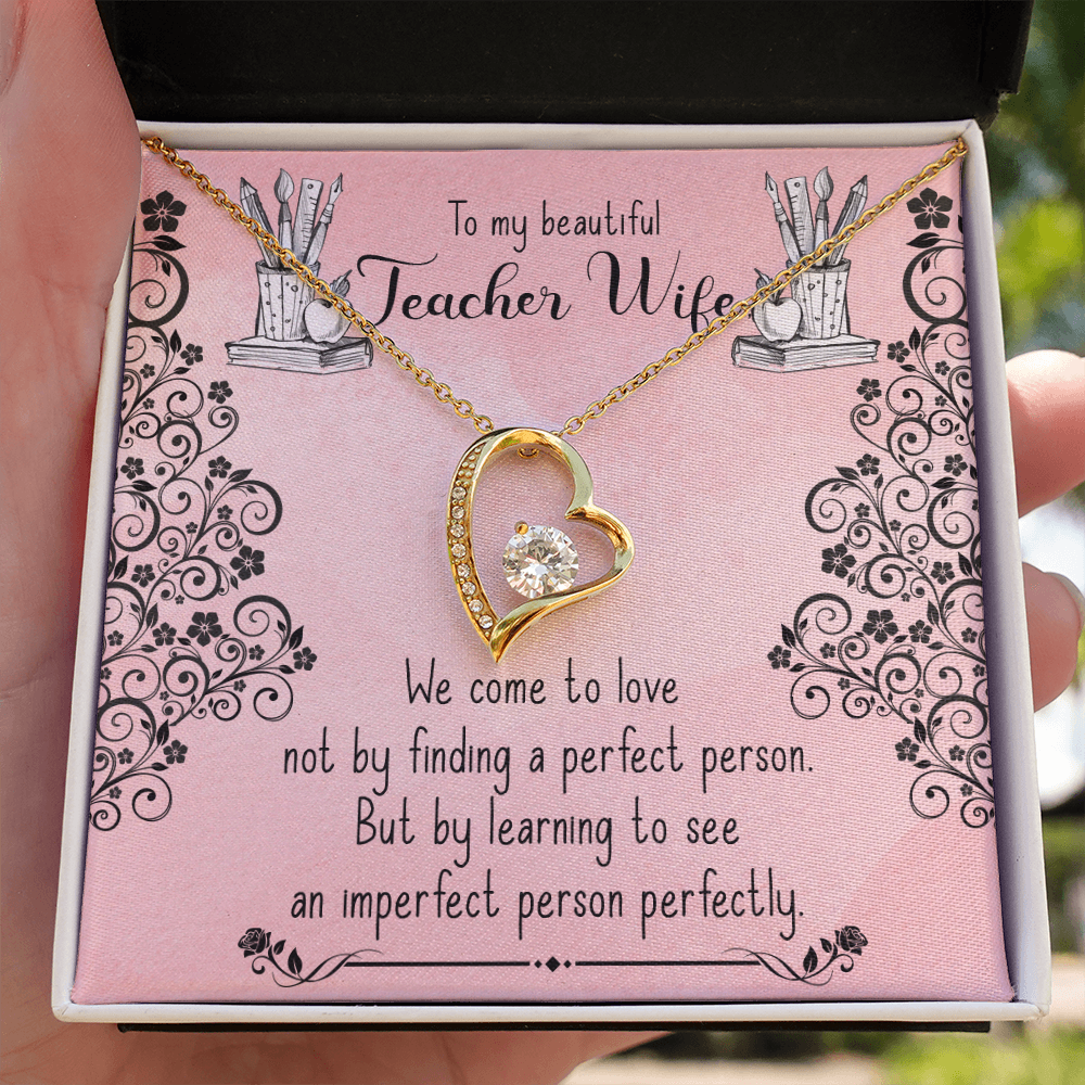 To My Wife Perfect Teacher Wife Forever Necklace w Message Card-Express Your Love Gifts