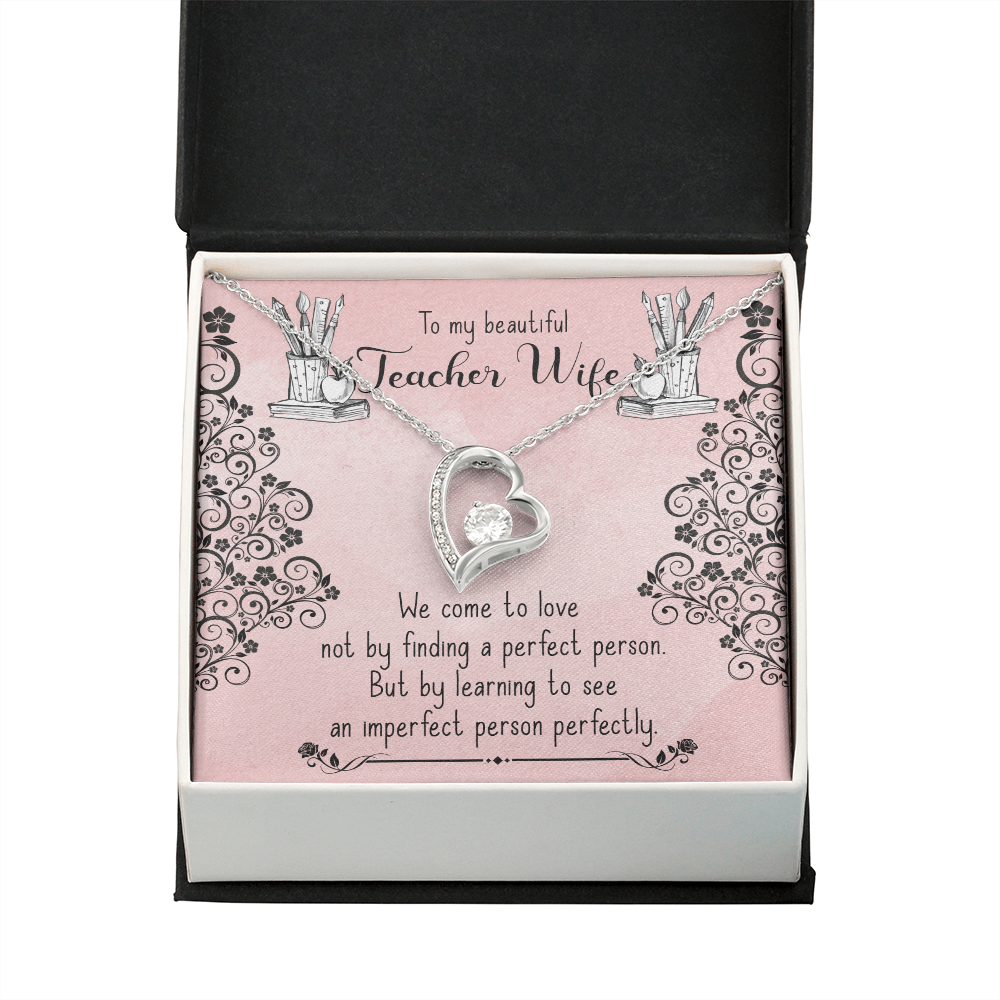 To My Wife Perfect Teacher Wife Forever Necklace w Message Card-Express Your Love Gifts