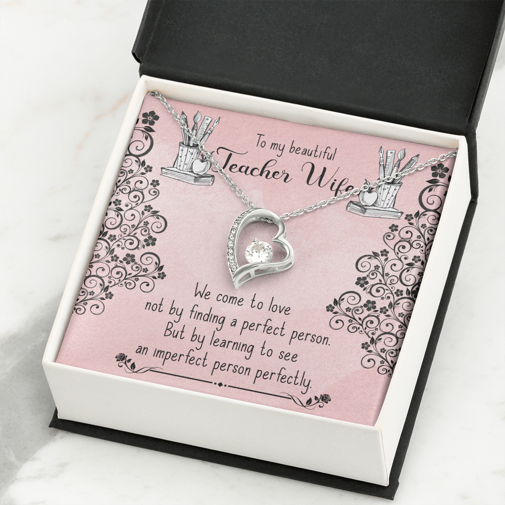 To My Wife Perfect Teacher Wife Forever Necklace w Message Card-Express Your Love Gifts