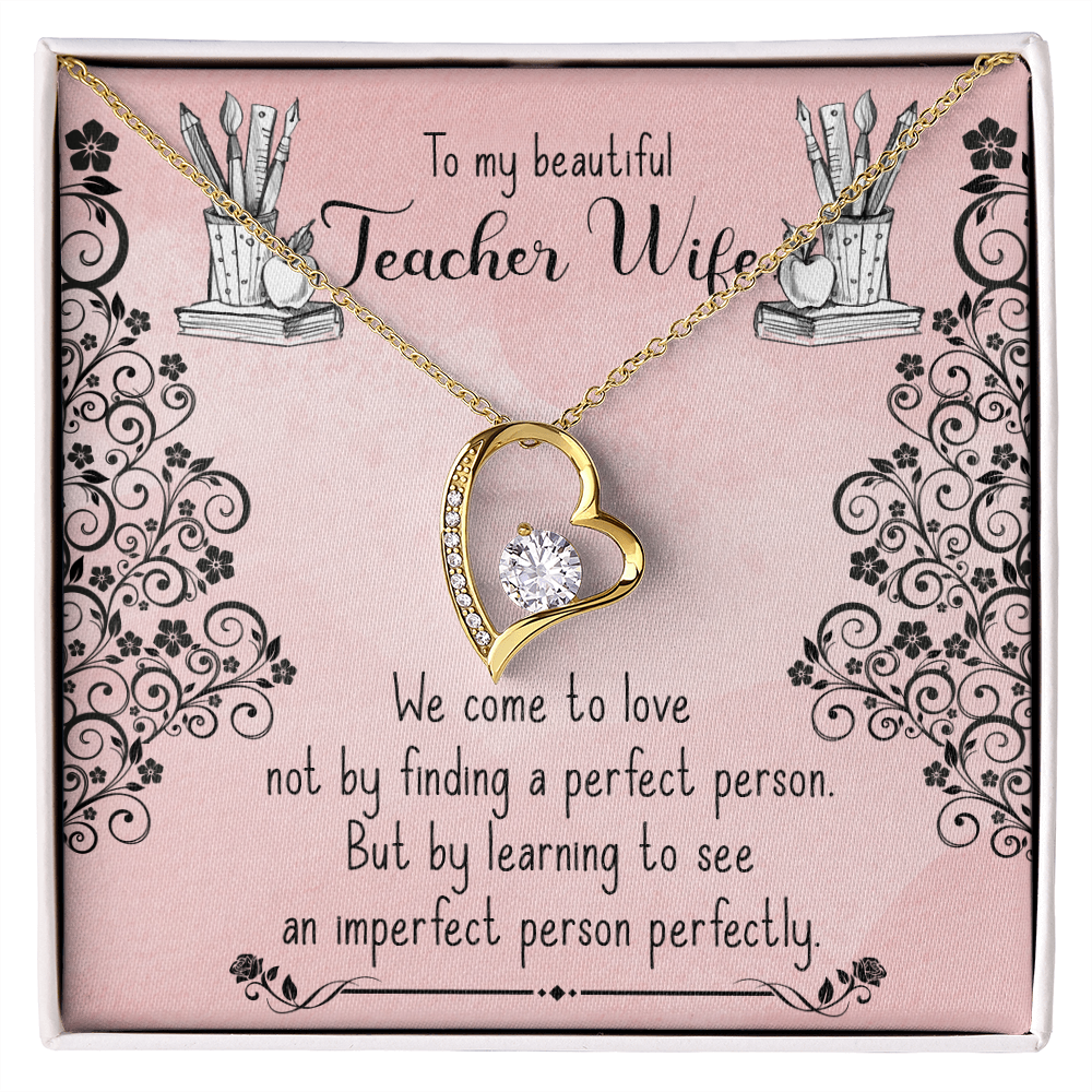 To My Wife Perfect Teacher Wife Forever Necklace w Message Card-Express Your Love Gifts