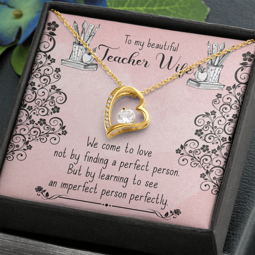 To My Wife Perfect Teacher Wife Forever Necklace w Message Card-Express Your Love Gifts