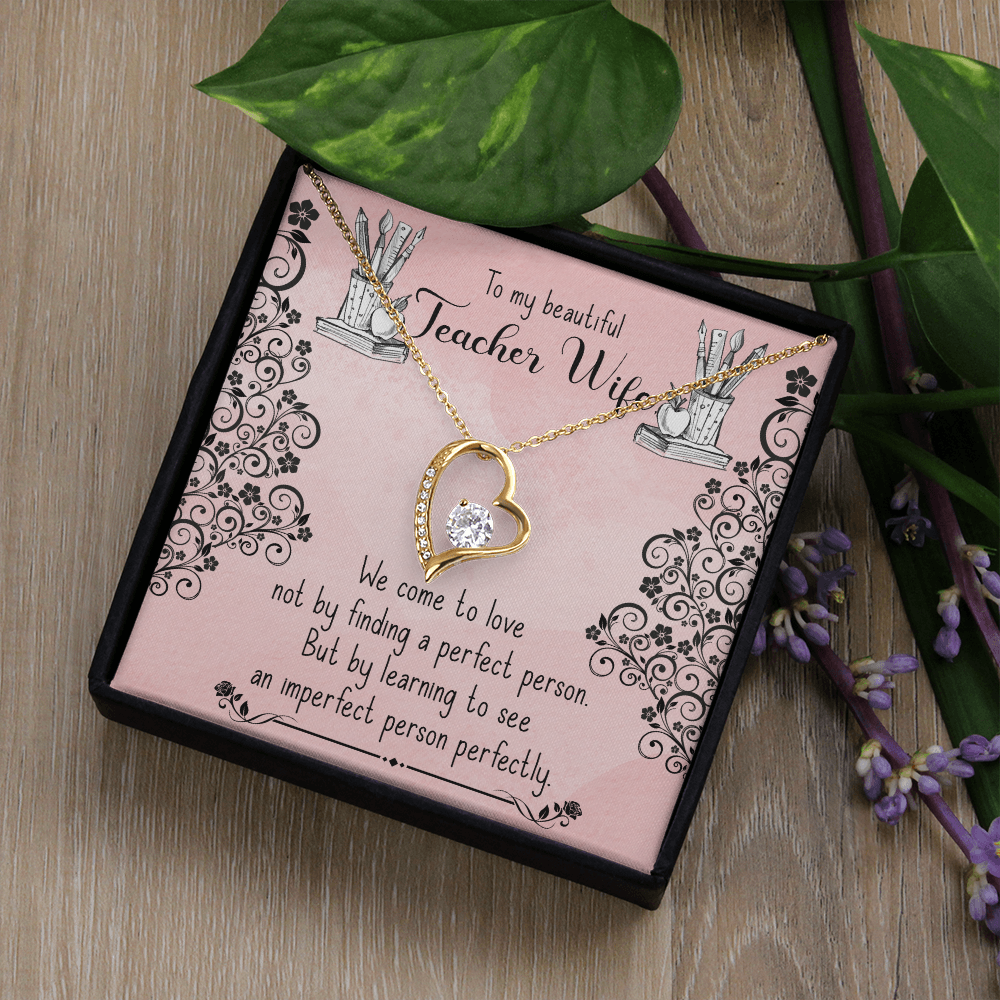 To My Wife Perfect Teacher Wife Forever Necklace w Message Card-Express Your Love Gifts