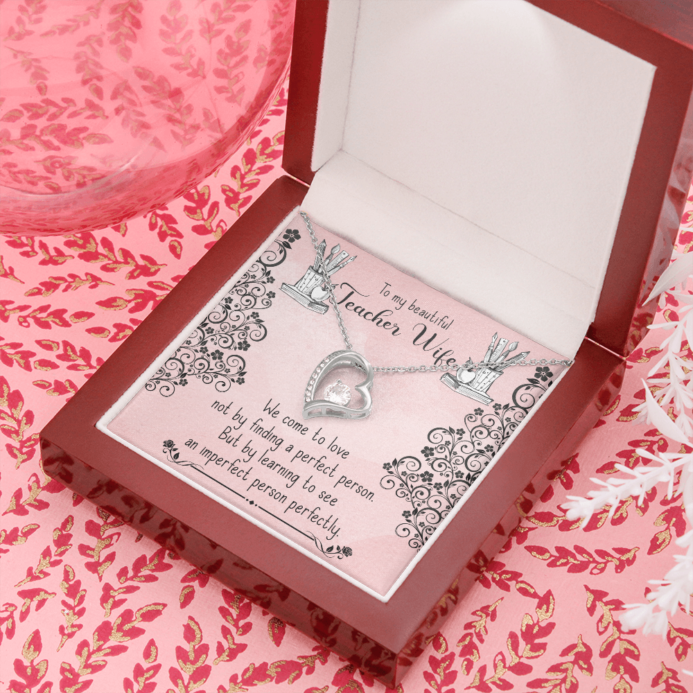 To My Wife Perfect Teacher Wife Forever Necklace w Message Card-Express Your Love Gifts