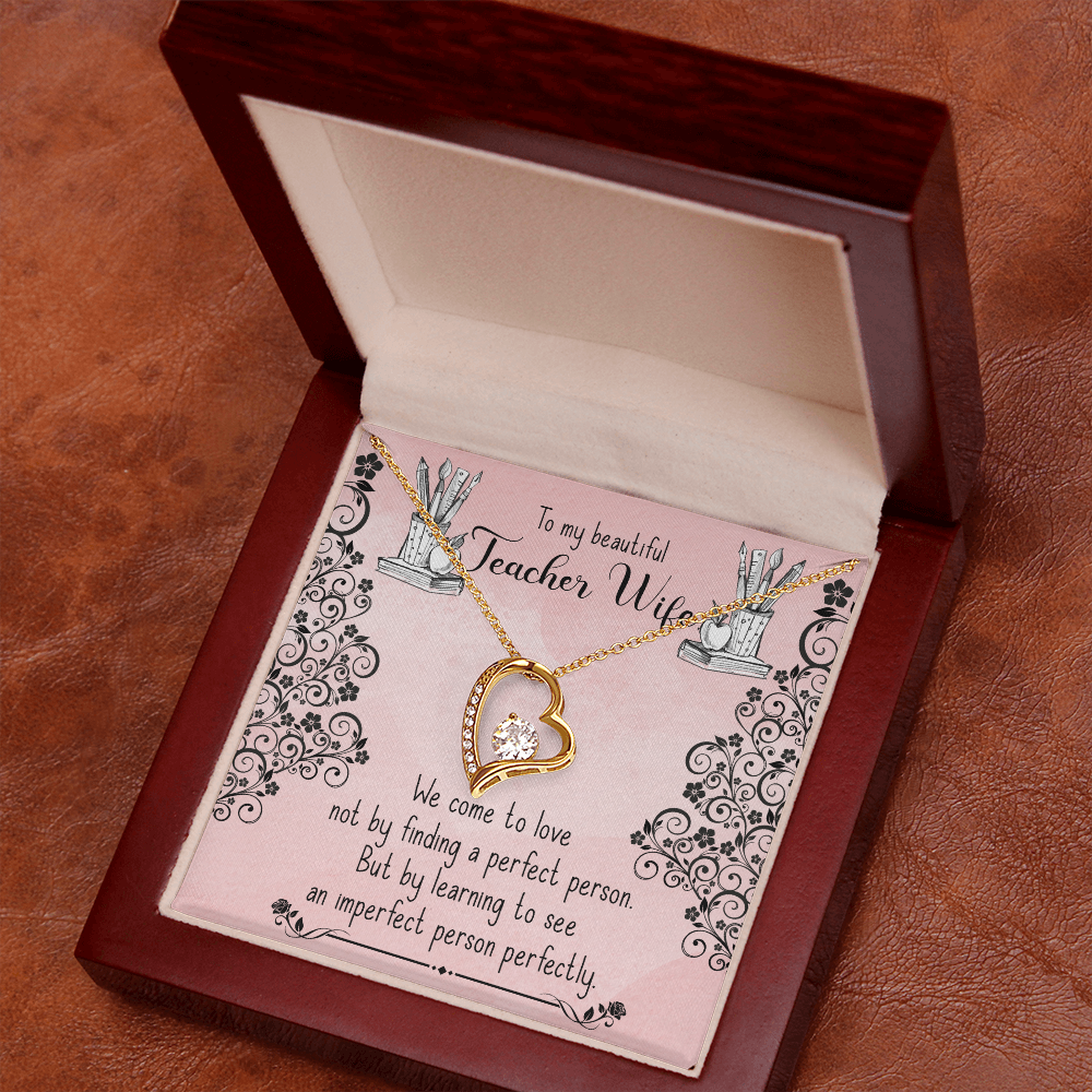 To My Wife Perfect Teacher Wife Forever Necklace w Message Card-Express Your Love Gifts