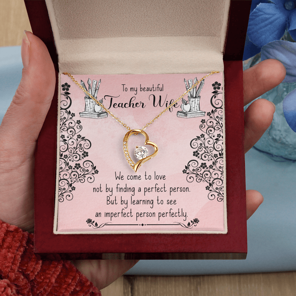 To My Wife Perfect Teacher Wife Forever Necklace w Message Card-Express Your Love Gifts