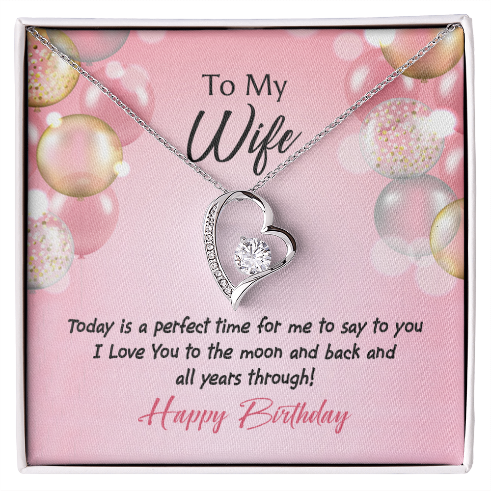 To My Wife Perfect Time Birthday Message Forever Necklace w Message Card-Express Your Love Gifts