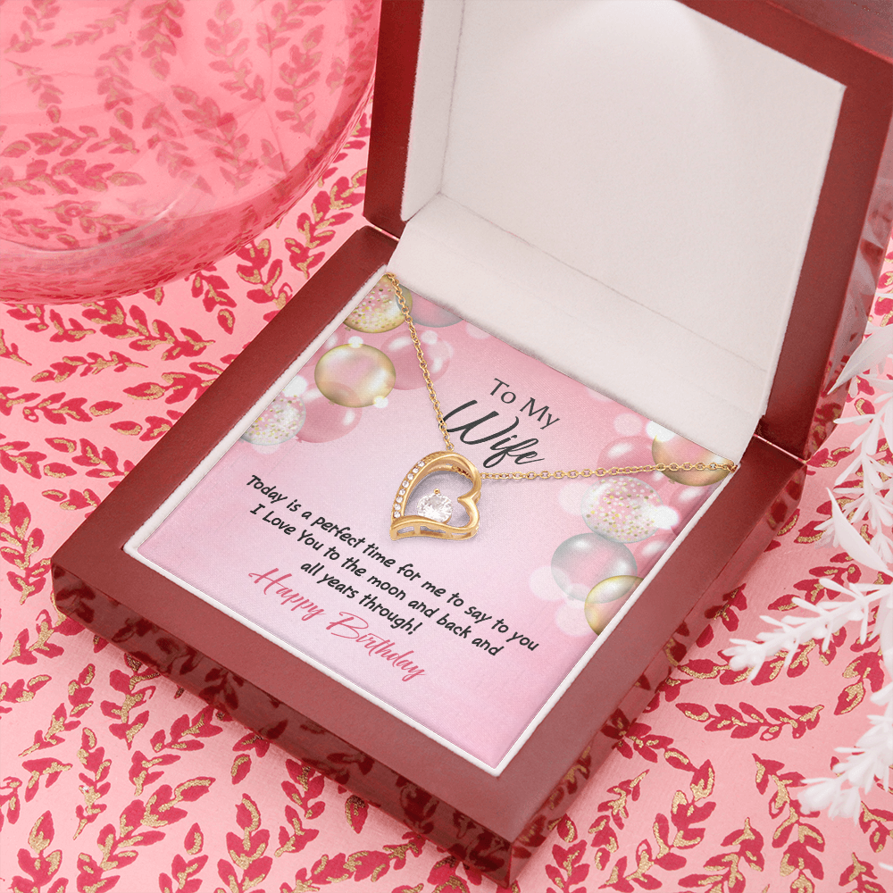 To My Wife Perfect Time Birthday Message Forever Necklace w Message Card-Express Your Love Gifts