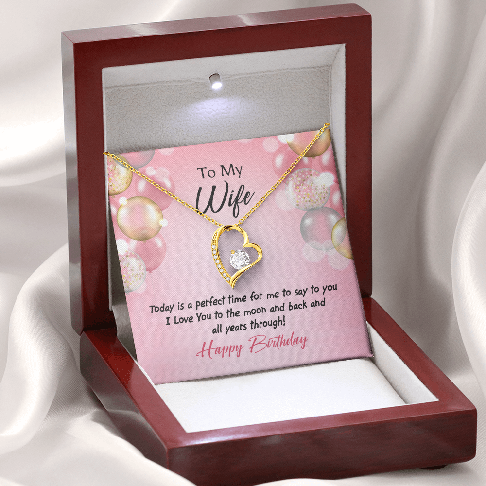 To My Wife Perfect Time Birthday Message Forever Necklace w Message Card-Express Your Love Gifts