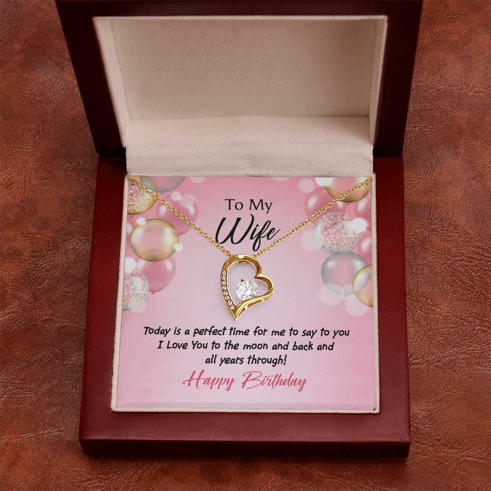 To My Wife Perfect Time Birthday Message Forever Necklace w Message Card-Express Your Love Gifts